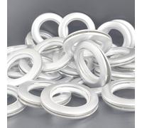 Pack of 32 plastic curtain rings with eyelets 40 mm internal diameter, nanoscale kit, for curtain with eyelets, matte fabric curtain kit (silver)
