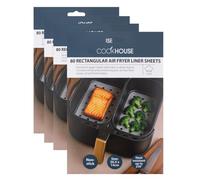 Pack of 320 Rectangular Air Fryer Liner Sheets 14x20.5cm Non Stick Greaseproof Paper Heat Resistant to 230 Degrees Perforated Baking Parchment for Cooking Steaming Frying