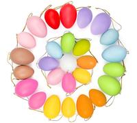 Pack of 35 Easter Eggs for Hanging, Hand-Painted Easter Decoration in Great Colours, 2 Sizes Plastic Easter Egg Ornament with String, Easter Egg Tree Hanging Decoration for School Party Supplies