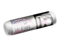 Pack of 35 Pedal Bin Liners 15L Fragrance Free with Tie Handles Strong & Leak Resistant Fits Small Kitchen, Bathroom, Office Bins