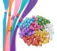 Pack of 350 Metal Hair Cuffs, Adjustable Dreadlock Locks, Braiding Hair Accessories, Colourful Braiding Beads, Dreadlocks Beads, Hair Braid, Suitable for Parties, Fashion Shows (7 Colours Mixed)
