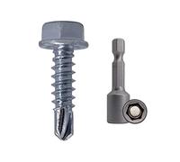 (Pack of 350 pcs) DIN 7504 K Zinc Plated Steel 4.2 x 16 mm Screws, Self-Drilling Sheet Metal Screw, Hex Washer Head, Self Tapping (350, 4.2 x 16 mm)