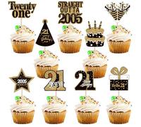 Pack of 36 21st Birthday Cake Decorations Straight Outta 2005 Cake Decoration Hello Twenty One Cheers to 21 Cupcake Toppers for 21st Birthday Anniversary Party Cake Decorations