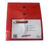 Pack of 36 Red Janrax A5 Wallets - Strong Polypropylene Document Folders with Press-Stud Fastening, Holds 150 Sheets