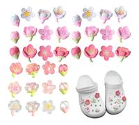 Pack of 36 Shoe Charms for Crocs Badges, Sakura Plug Set Pins, Shoe Pin Flowers Shoe Charm for Jibbitz Crocs, Shoe Jewellery, Clog Decor Accessories, DIY Decorative Shoe Pendant for Adults and