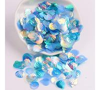 Pack of 360 Shell Sequins, Shell Shape Sequins Craft Loose Sequins Cup Iridescent Spangles Handmade DIY Creative Colour Beads Sequins for Craft Wedding Decoration 13 mm, Blue