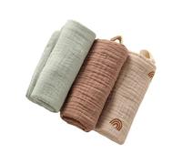 Pack of 3pcs Cotton Drooling Bib Baby Washcloths Newborns Face Towel 4-Layer Absorbent Burp Cloths Breathable 22x23cm Baby Bath Towel