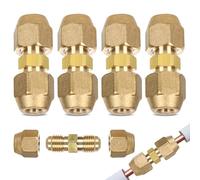 Pack of 4 1/4 Inch Air Conditioning Accessories Double Nipples for Copper Pipes, 6.35 mm Air Conditioning Screw Connection, Air Conditioning Copper Pipe Extension, Copper Pipe Connector for Plumbing