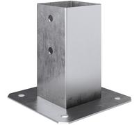 (Pack of: 4, 101 x 101 mm SILVER) Heavy Duty Galvanised Bolt Down Square Post Fence Foot Base Support Bracket for Sturdy Garden Fencing