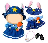 Pack of 4 17 cm Doll Clothes, 17 cm Mini Plush Dolls Clothing Outfit Only Clothing Accessories 1 One-Piece Dress 1 Star Hat 1 Rabbit Bag 1 Pair Shoes for 17 cm Plush Clothing DIY Children's Gifts