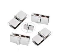 Pack of 4 180°Glass Door Hinge Made of Zinc Alloy, Glass Door Clip in, Easy Installation, Durable for Display Cabinets, Wine Cabinet, Bathroom Door