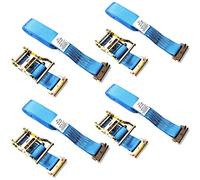 (Pack of 4) 2 Inch By 16 Feet E Track Fitting Tie Down Ratchet Strap - Cargo Management