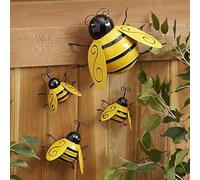 Pack of 4 3D Metal Wall Decoration Bee Decorations, Garden Decorations, Animals Iron Garden Figure Wall Sculpture, Insects Home Decorations, for Garden, Lawn, Home Decor, Indoor, Outdoor