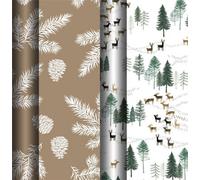 Pack Of 4 3M Christmas Nature Design Gift Wrap Rolls
