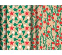 Pack Of 4 3M Christmas Tree And Spring Design Gift Wrap Rolls