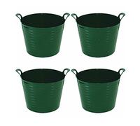 (Pack Of 4) - 42L Litre LARGE Robust Polyethylene Flexi Tubs Multipurpose Flexible Rubber Storage Container Toys Bucket, Laundry Basket Ideal For Home & Garden - Made In UK (Dark Green)