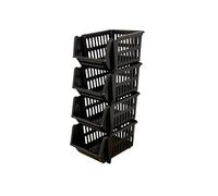 Pack of 4 & 5 Stackable Storage Baskets Plastic Stacking Basket Set, Household Stackable organizer (Pack of 5, Cream)