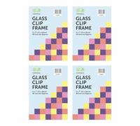 (Pack of 4) - 5 x 7 Inch Frameless Clip Frame with Glass Front Photo Poster Frame Document Certificate Frames Classic Wall Mountable Photo Frame For Home & Office - (Transparent, 5 x 7 Inch)