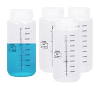 Pack of 4 500 ml Wide Mouth Plastic Bottles with Scale & Lid, Empty Laboratory Bottle, Leak-Proof, Translucent, Wide Mouth Bottle, Plastic Bottles for Pill Bottles, Water Sample Bottles