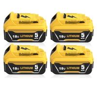 Pack of 4 5000 mAh Replacement Batteries for Dewalt Battery 18 V 5 Ah DCB184 DCB182 DCB181 DCB180 DCB201 DCB200 DCB204 with LED Display (Yellow)
