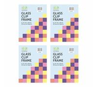 (Pack of 4) - 6 x 8 Inch Frameless Clip Frame with Glass Front Photo Poster Frame Document Certificate Frames Classic Wall Mountable Photo Frame For Home & Office - (Transparent, 6 x 8 Inch)