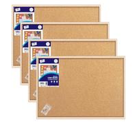 Pack of 4 | 600 x 800mm Cork Notice Boards, Wooden Framed Pin Boards