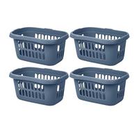 [Pack Of 4] - 60L Litre Large High Grade Plastic Hipster Style Laundry Basket Washing Clothes Linen Storage Basket Bin Laundry Hamper Toys Organiser For Bathroom Laundry Room - (Navy)