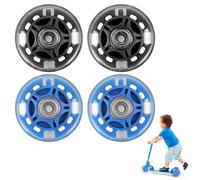 Pack of 4 80 mm Scooter Wheels, LED Scooter Replacement Wheels, Luminous Scooter Wheels, LED Scooter Replacement Wheels, Scooter Wheels with ABEC9 Bearings, for All Scooters (Blue + Black)