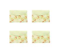 Pack of 4 A4 Small Fresh Plastic Wallets Folder Small Floral Document Files Popper Wallet Envelope Folders Pockets with Button Closure for School Office