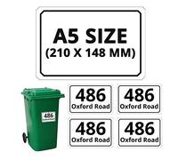 Pack of 4 A5(210 x 148 mm) Size Personalised Multi Color Custom Diamond Wheelie Bin Stickers with Your House Number, Digit, Letter & Road Name,Waterproof Labels or Decals PBN04 Stickers Limited