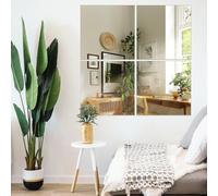 Pack of 4 Acrylic Mirrors - Wall Mounting Self Adhesive Stick On Versatile Square Mirror Tile Set, Indoor Home Decoration for Living or Dining Room, Bedroom, Office, Hallway, Bathroom - Each 30 x 30cm