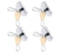 Pack of 4 Adjustable Rope Ratchet, Guy Ropes with Rope Tensioner, Alluring Ratchet Hanger, Reflective Lightweight Guy Rope, Tent Cord with Hooks for Camping Tents, Awnings (White, 4 mm x 4 m)