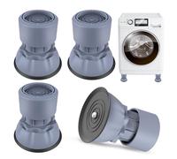 Pack of 4 Adjustable Washing Machine Feet, Height Adjustable from 8.5 to 11.5 cm, Universal Anti-Vibration Mats, Non-Slip Rubber Feet, Vibration Damper for Washing Machines and Dryers - Grey
