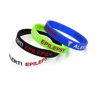 Pack of 4 ALERT EPILEPSY Awareness Medical Wristband Women's Mens Band Bracelet Set In Case Of Emergancy (Large 20cm)