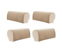 Pack of 4 Armrest Covers Stretch Sofa Armchair Covers Anti-Slip Armchair Caps Soft Velvet Furniture Protectors Slipcovers for Recliners Sofa Couch (Sand)