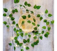 Pack of 4 Artificial Scindapsus Ivy Garlands and 4 x Lights 2 Meters Each, Battery Operated Fake Ivy Vine Lights, Hanging Greenery Leaf Plants for Bedroom, Garden, Wedding, Party