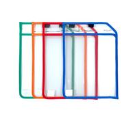 Pack of 4 Assorted Coloured Edge Clear Dry Erase Write and Wipe Reusable Sleeve Pockets