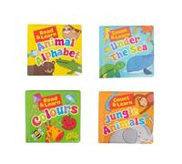 Pack of 4 Baby Bath Books Educational Number Letters Stimulating Sensory Interactive Jungle Colours Animals