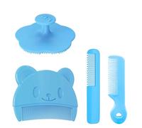 Pack of 4 Baby Brush, Gentle Milk Scab Comb, with Soft Teeth, Baby Hair Brush, Effective Head Gneiss Scab Comb, Helps Gently Clean Massage the Scalp for Newborns and Babies (Blue)