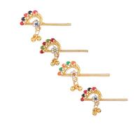 Pack of 4 Bansuri Bansi Decorative Brass God Accessories Laddu Gopal Metal Flute Small Size for Ladoo Gopal Meenakari and Rhinestone Flute for Indian Traditional Diwali Festival (Size:-1.5")