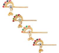 Pack of 4 Bansuri Bansi Decorative Brass God Accessories Laddu Gopal Metal Flute Small Size for Ladoo Gopal Meenakari and Flute for Indian Traditional Diwali Festival Decor (Size:-1.5")