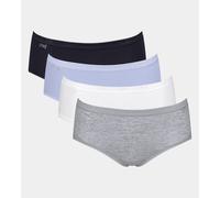Pack of 4 Basic+ Midi Knickers in Cotton Navy+ Lavender Blue+White+Grey Marl