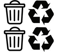 Pack of 4 Bin and Recycle Decals Waterproof Bin Decoration 2 of Each Design - Wheelie Bin Stickers - Kitchen Wall Art - Office Pub Cafe Recycling Labels (Black, Large)