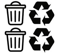 Pack of 4 Bin and Recycle Decals Waterproof Bin Decoration 2 of Each Design - Wheelie Bin Stickers - Kitchen Wall Art - Office Pub Cafe Recycling Labels (Black, Small)