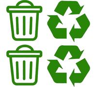 Pack of 4 Bin and Recycle Decals Waterproof Bin Decoration 2 of Each Design - Wheelie Bin Stickers - Kitchen Wall Art - Office Pub Cafe Recycling Labels (Green, Small)