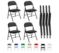 Mcc Direct Set Of 4 Folding Dining Chairs Metal Frame Padded Seats Black