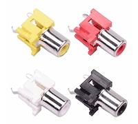 Pack of 4 - Black, Red, White, Yellow RCA Vertical PCB Phono Socket DIY Hobby Audio Video (Mixed Colours)