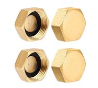 Pack of 4 Blanking Plugs 1/2 Inch Female Thread, Blanking Plug Water Pipe, Sealing Cap Heating, Blanking Plug Brass Cap, Suitable for Heating and Drinking Water Systems, Garden Outdoor Water Pipes