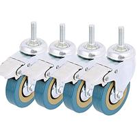 Pack of 4, BoYeeBo Industrial Lockable Threaded Stem Mount Swivel Caster 360°Rotation Non-Marking 3 inch Castor Wheel With Brake for Trolley, Carts, Furniture, Dolly, Workben (M12)