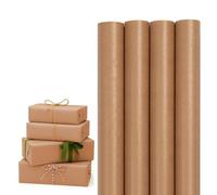 Pack of 4 Brown Kraft Paper Rolls 3m x 70cm - Plain Brown Christmas Wrapping Paper Rolls for Gift Wrap, Party, Birthday, Crafts & Art Projects